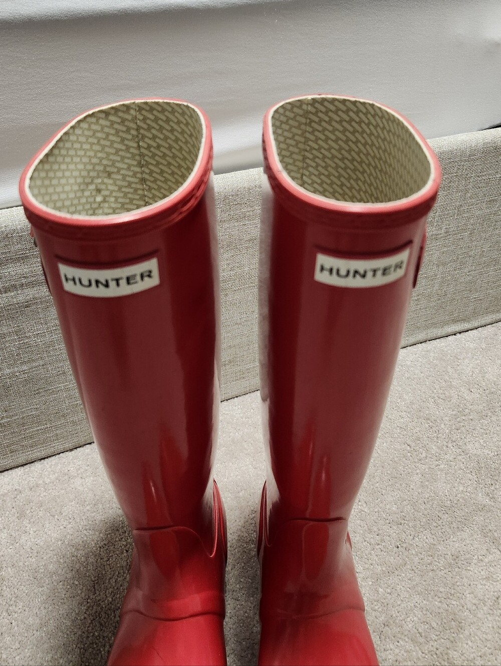 Red HUNTER Tall Glossy Rain Boots Women's Size 6 - Picture 9 of 10